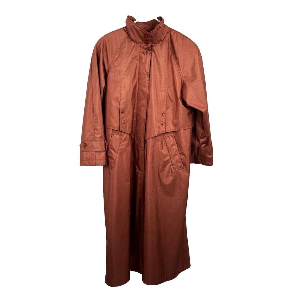 Laura Winston Rose Gold 3/4 Sleeve Single Breasted Trench Coat Classy 9/10 VTG - Picture 2 of 16